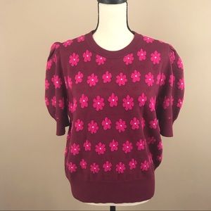 NWT// Kate Spade floral  puff sleeve sweater